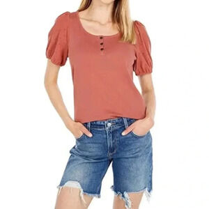 MADEWELL Eyelet Sleeve Henely Top Size Small NWT